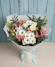 Букет цветов из:  Розы, Лизиантусы и Хризантемы в Рязанской