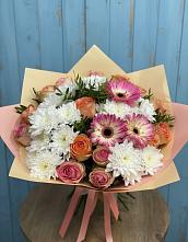 Букет цветов из:  Розы, Герберы и Хризантемы #REPLACE_PRED# Рязанской