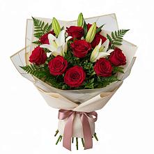 Букет цветов из:  Лилии и Розы в Рязанской