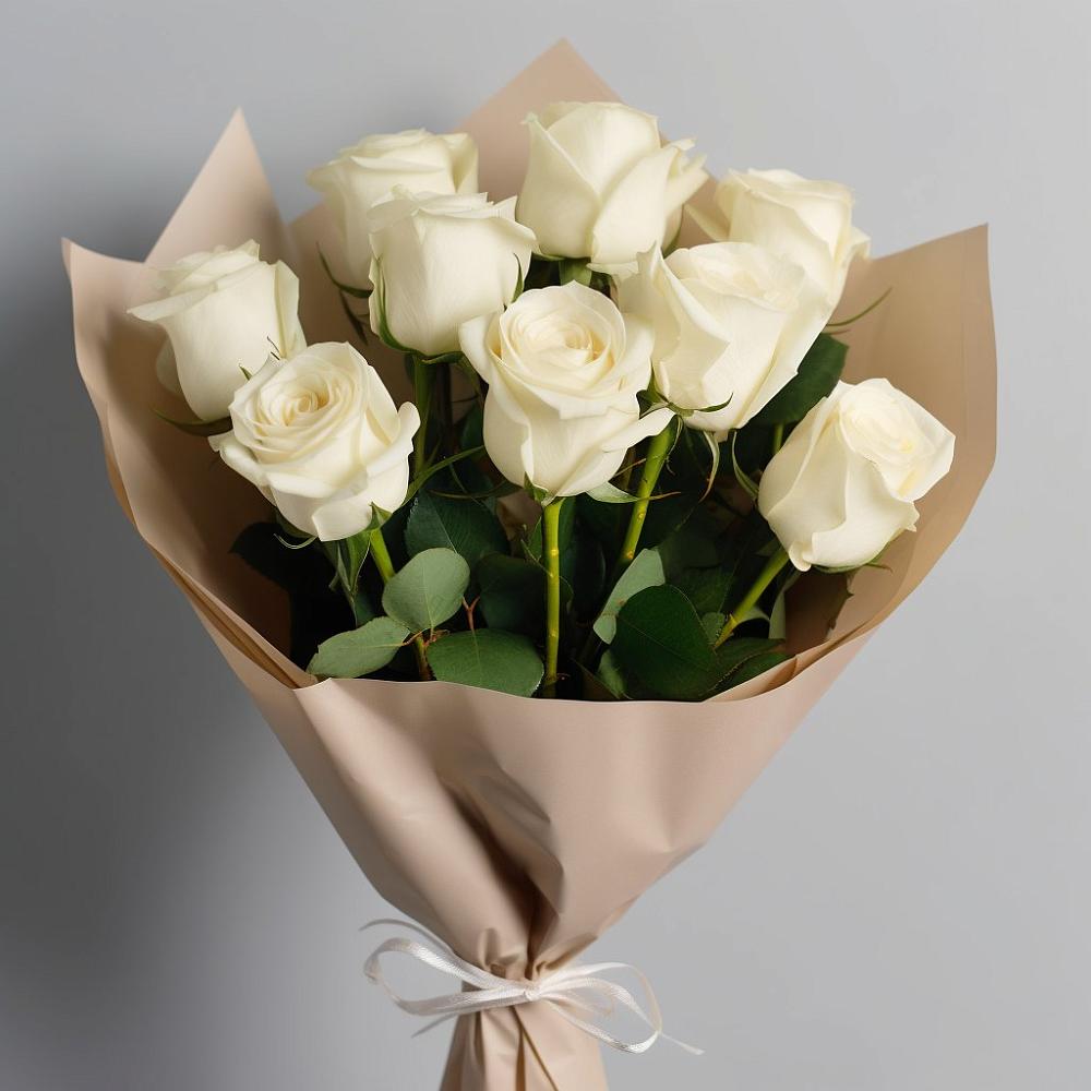 Букет 9 Белых роз Эдлесс Лав в Рязанской