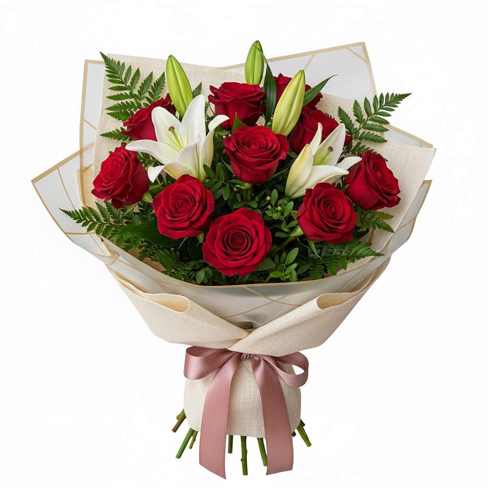 Букет цветов из: Лилии и Розы в Рязанской