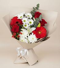 Букет цветов из:  Розы, Хризантемы, Герберы и Лилии в Рязанской