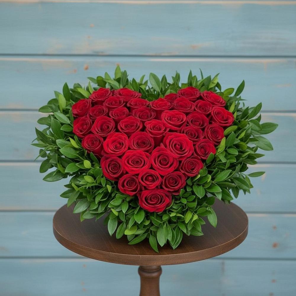 Цветочная композиция из Розы в виде сердца в Рязанской