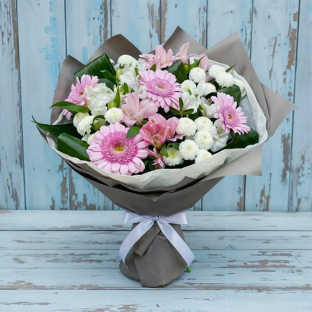 Букет цветов из: Герберы, Альстромерии и Хризантемы в Рязанской